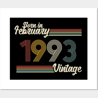 Vintage Born in February 1993 Posters and Art